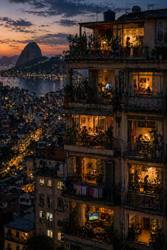 City skyline at dusk